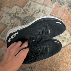 Hoka Black and White Athletic Shoes